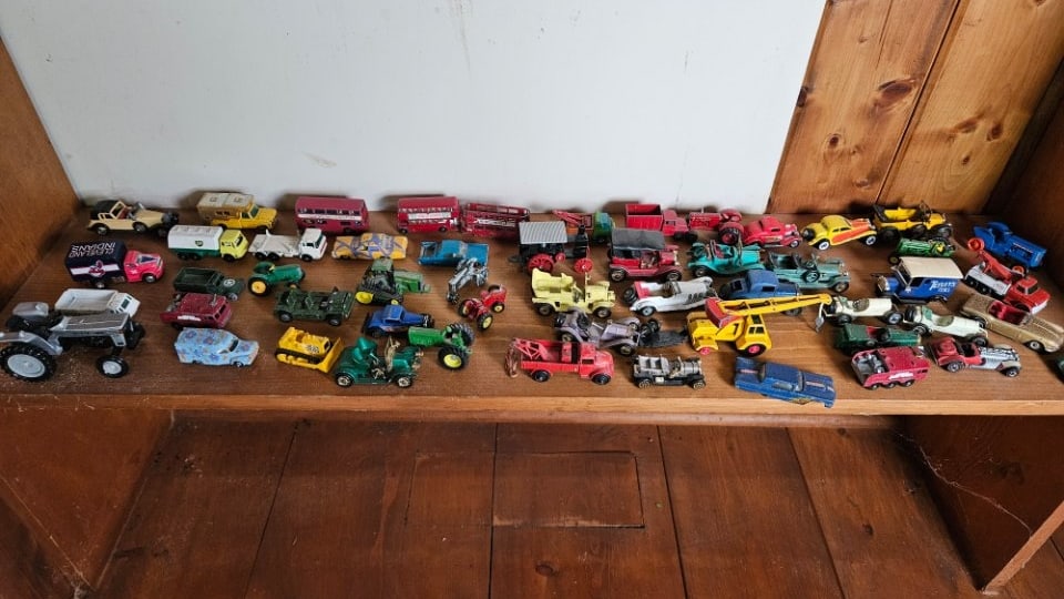 Shelf Lot of Collectible "Matchbox" Size Cars. (1 of 14)