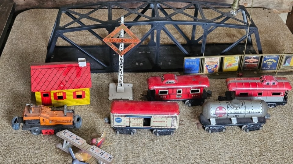 Collection of Vintage Tin Trains and Accessories (1 of 10)
