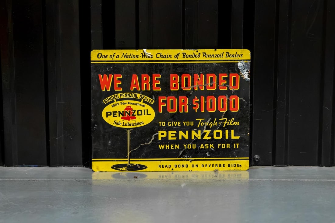 Pennzoil Bonded Dealer Double-Sided Tin Sign (1 of 2)