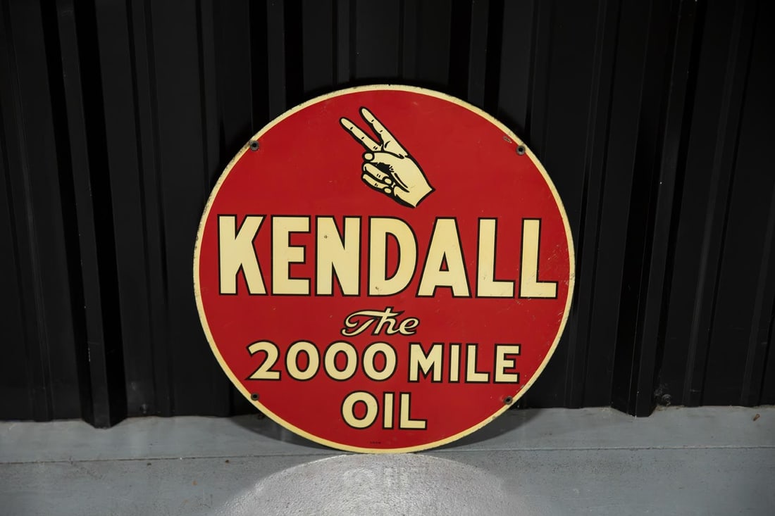 Kendall "The 2000 Mile Oil" Double-Sided Tin Sign (1 of 2)