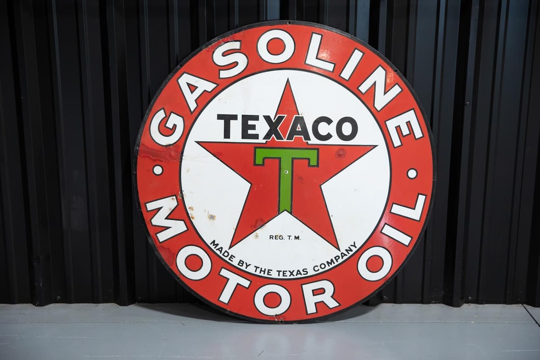 Texaco Gasoline and Motor Oil Double-Sided Porcelain Sign (1 of 2)