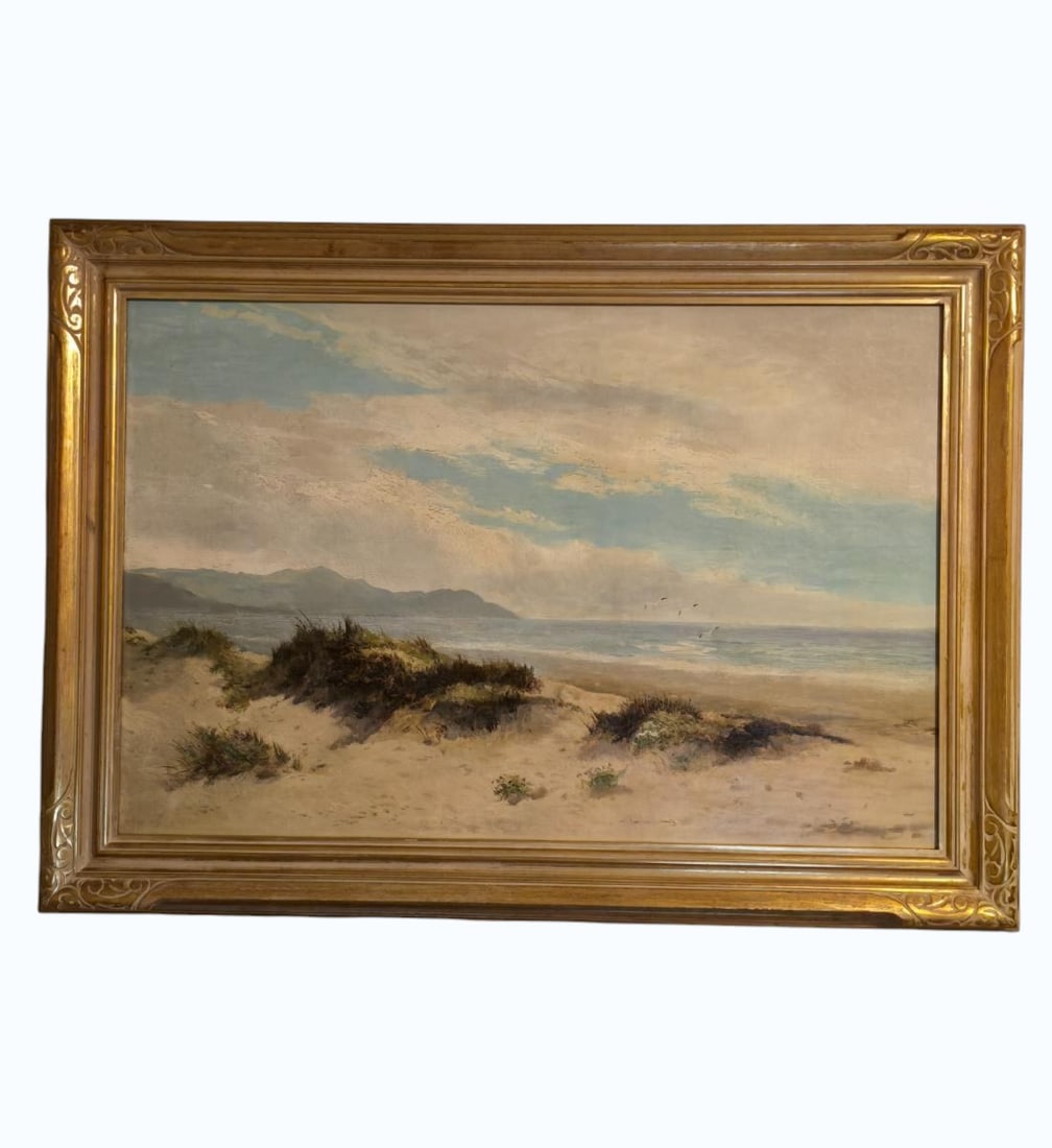 A Very Fine Antique Oil On Canvas Seascape Painting Signed And Relined: A Very Fine Antique Oil On Canvas Seascape Painting Signed Lower Left And Relined. See Pics. Frame Measures 30.5" X 42.5", Sight 23.5" 35.5". All items must be retrieved or shipped within 15 days of a