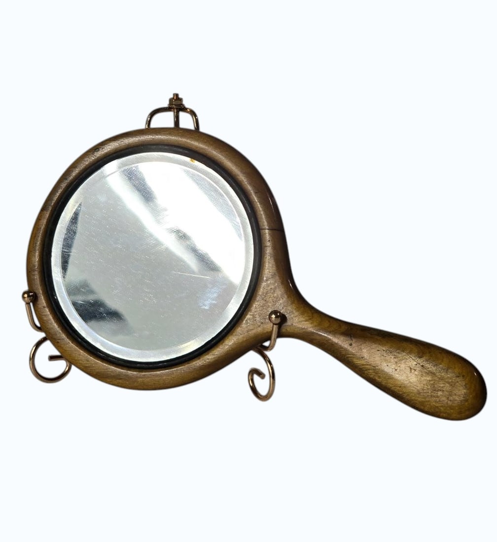 A Fine Antique Biedermeier Wooden Hand Mirror 19th C (1 of 10)