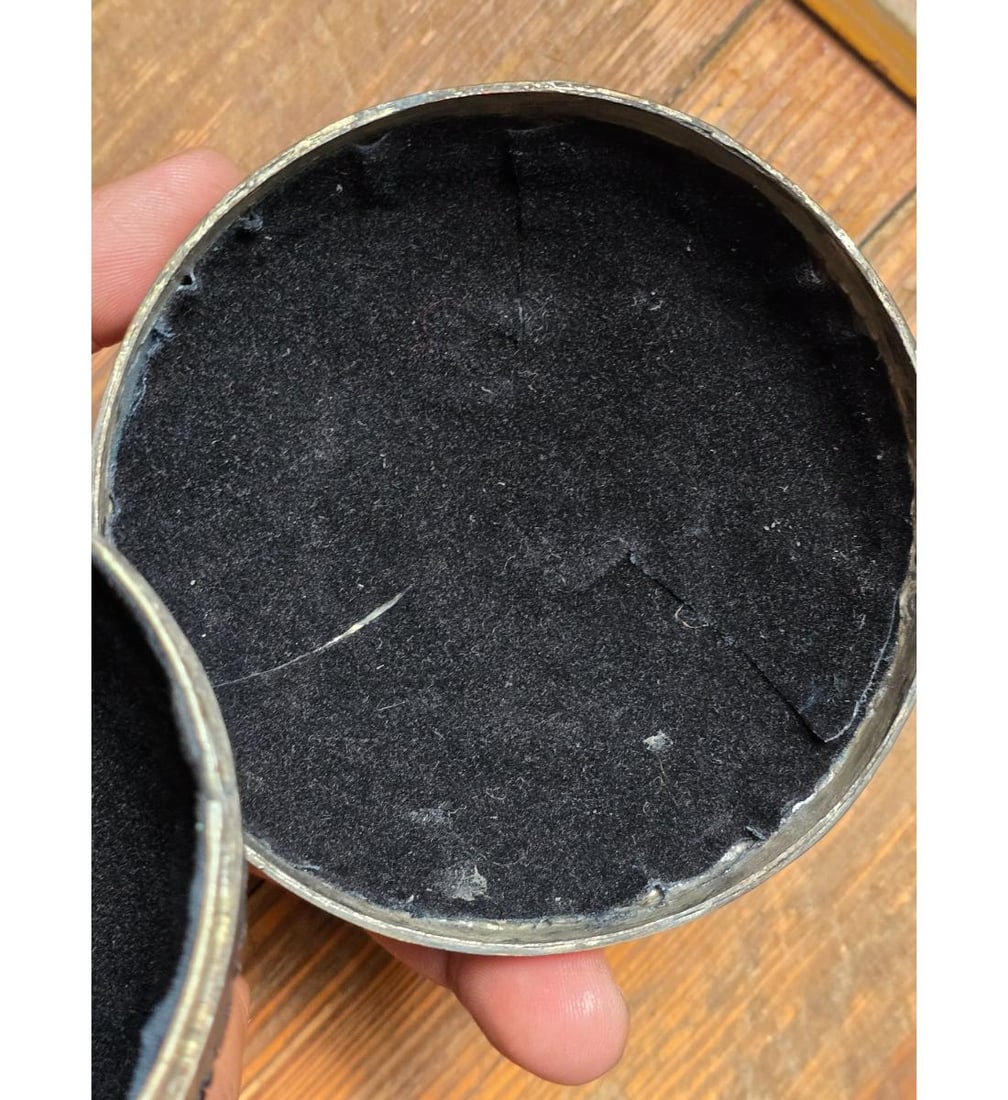 Antique 19th C Hand Chased Silver Round Box - 11