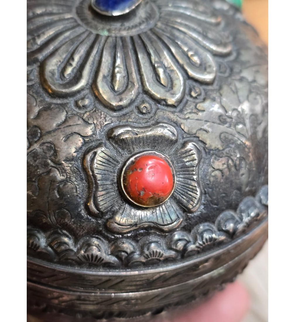 Antique 19th C Hand Chased Silver Round Box - 3