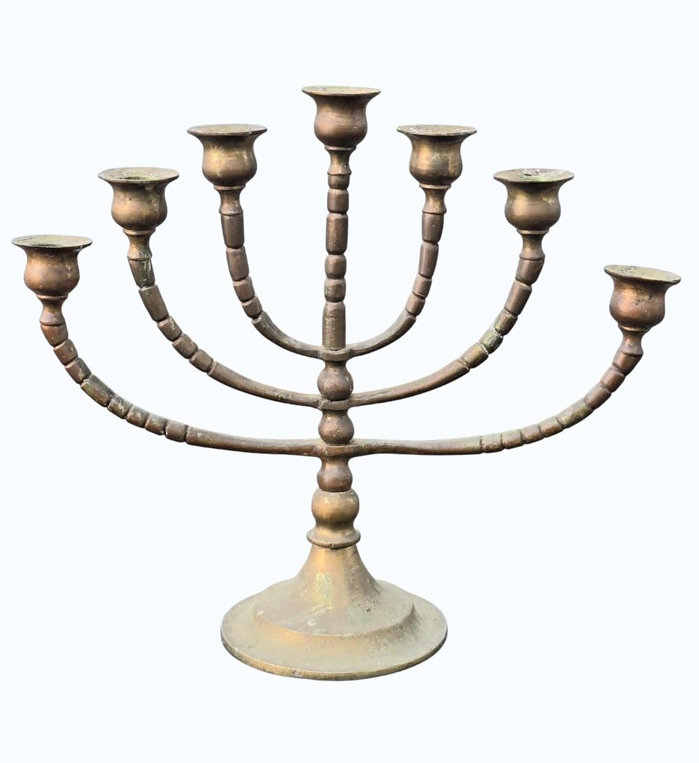 Antique Bronze Menorah 19th Century: Antique Bronze Menorah 19th Century. Measures 10.5" X 12.5" X Base 4.5". Items remaining in our possession after this time will be subject to forfeit or storage charges.