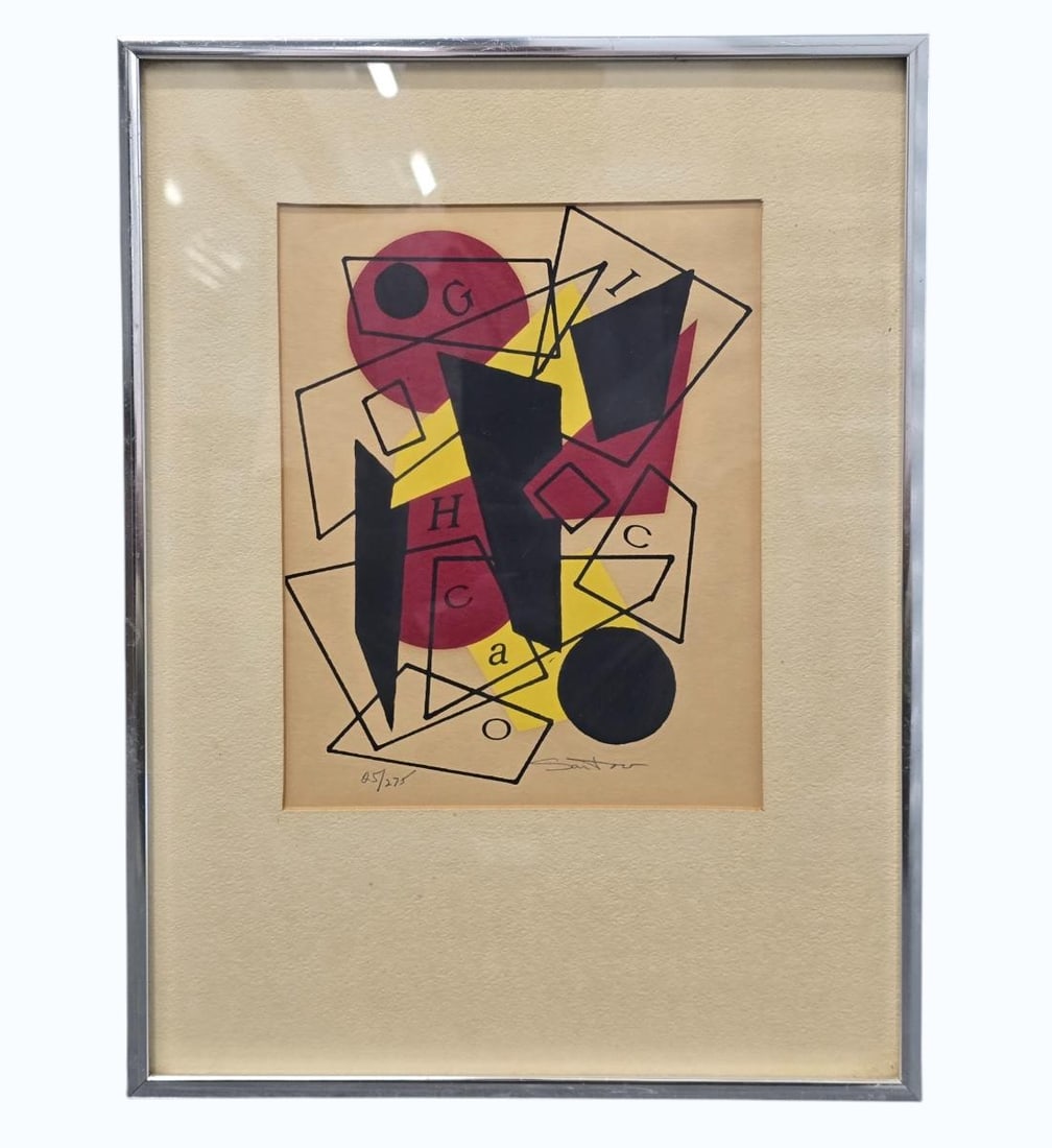 MCM Abstract Lithograph Signed And Numbered: Abstract Lithograph Signed And Numbered. Frame Measure 16 3/4" X 12.5", Sight 15 3/4" X 11 3/4". Items remaining in our possession after this time will be subject to forfeit or storage charges.