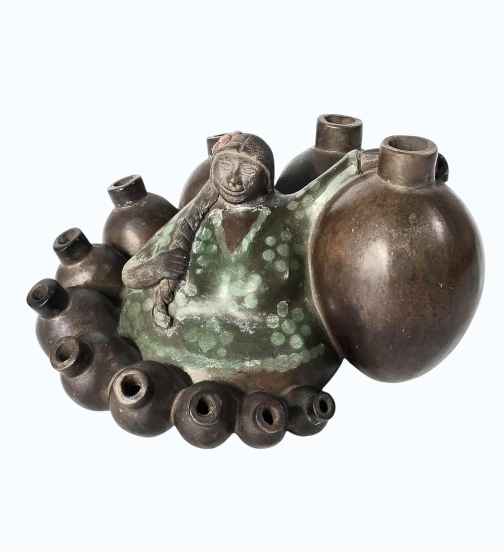 Unique Signed Peruvian Artist Chulucanas Pottery Figure / Sculpture (1 of 15)