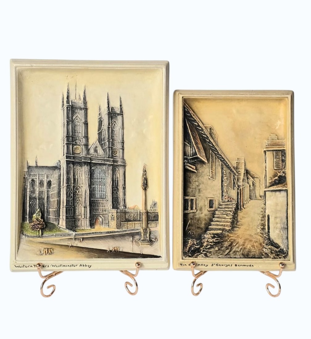 Lot Of 2 Arthur Osborne Ivorex Relief Wall Plaques (1 of 10)