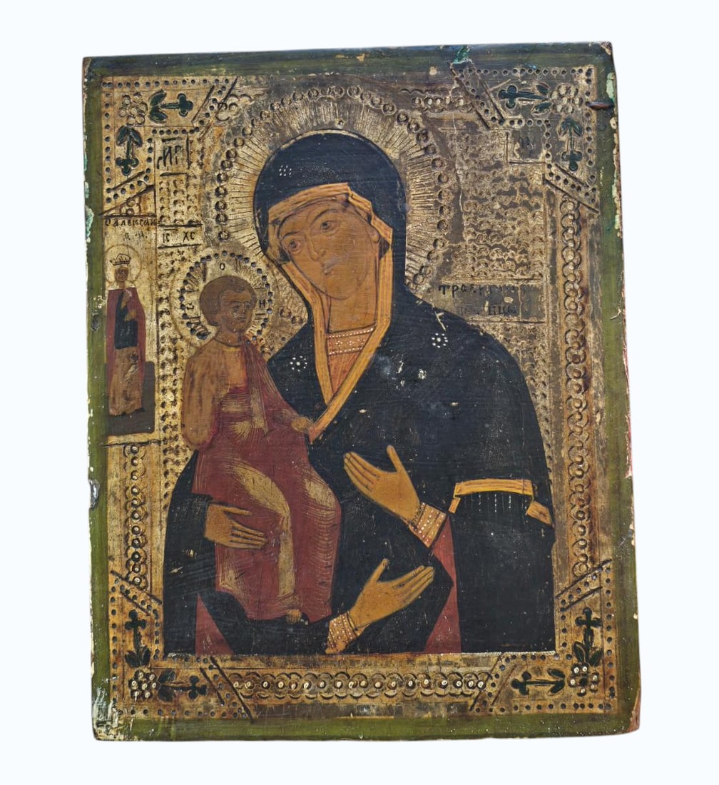 Antique Religious Wooden Icon 19th C (1 of 12)
