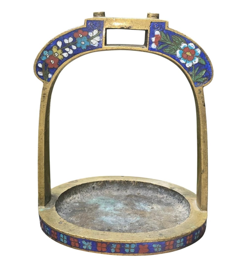 Antique Chinese Bronze & Cloisonne Stirrup 19th C (1 of 12)