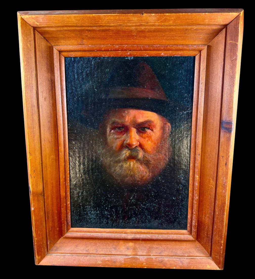 17-18th C Old Masters Oil On Board Painting Of An Old Man With A Beard: Old master 18th century or older oil painting on board depicting a haunting old man with beard. Fantastic quality. In original frame and measures 27” x 22” overall, Sight: 19” x 13.7