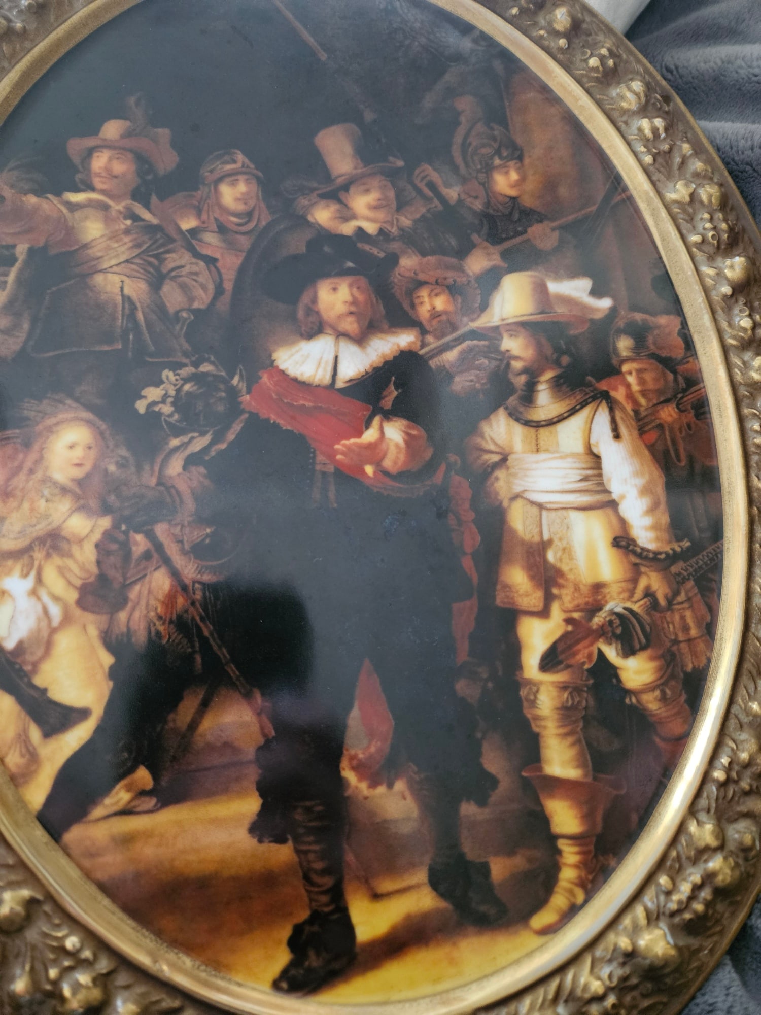 KPM PLAQUE THE NIGHT WATCH: The Night Watch (1642) is Rembrandt van Rijn's largest and most famous masterpiece, officially titled Militia Company of District II under the Command of Captain Frans Banninck Cocq. It is celebrated