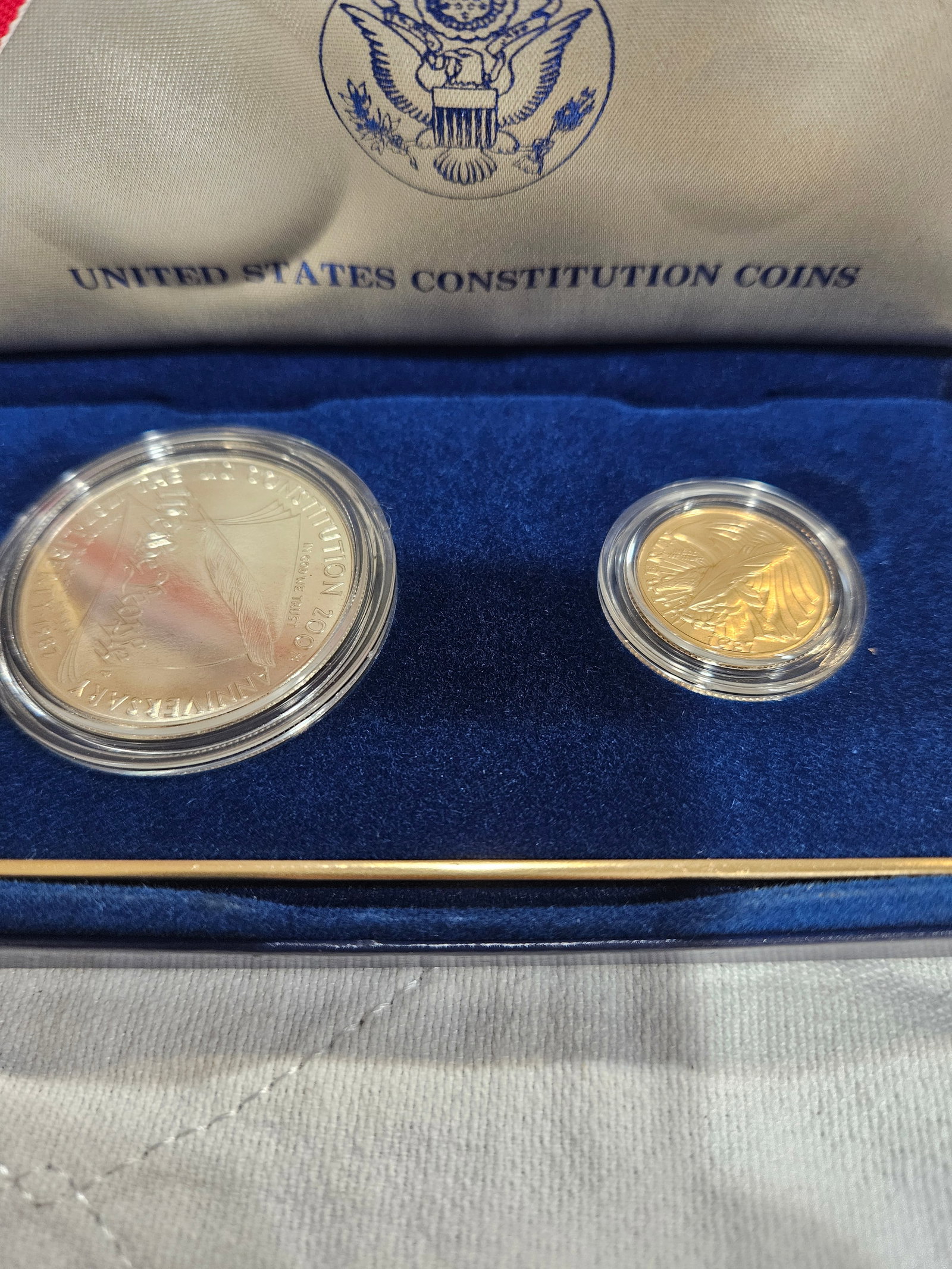 1987 UNITED STATES CONSTITUTION 4 COIN SET: 1987 UNITED STATES CONSTITUTION 4 COIN SET PR 70 DEEP CAMEO ORIGINAL DROP DATE 7.1.87 ONLY 37,203 IN EXISTENCE