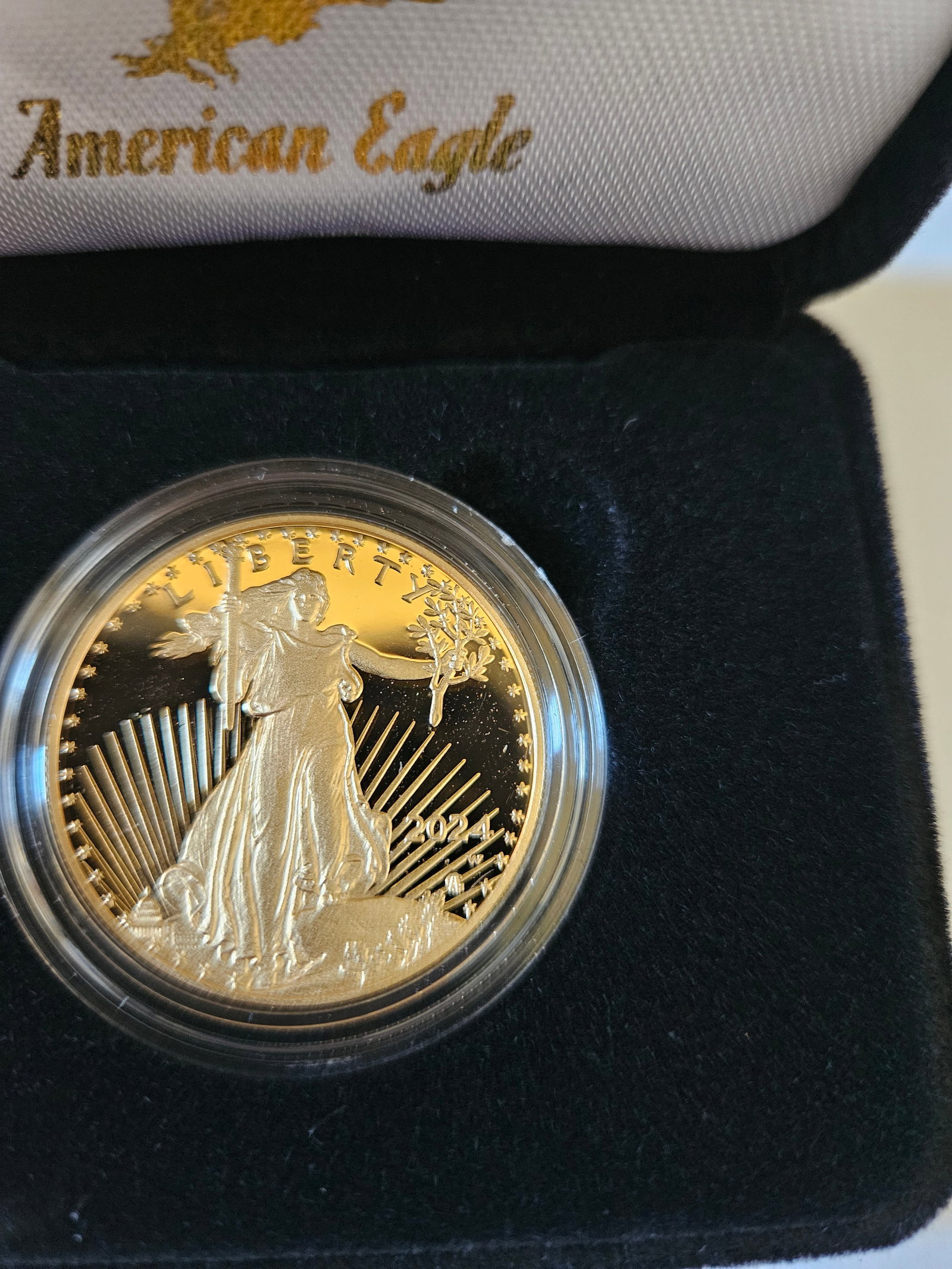 2024 AMERICAN EAGLE 1 OZ PROOF: 2024 AMERICAN EAGLE 1 OZ PROOF PR 70 DEEP CAMEO ORIGINAL DROP DATE 5.2.24 ONLY 6,277 IN EXISTENCE MAKING IT ABSOLUTELY ONE OF THE RAREST SETS