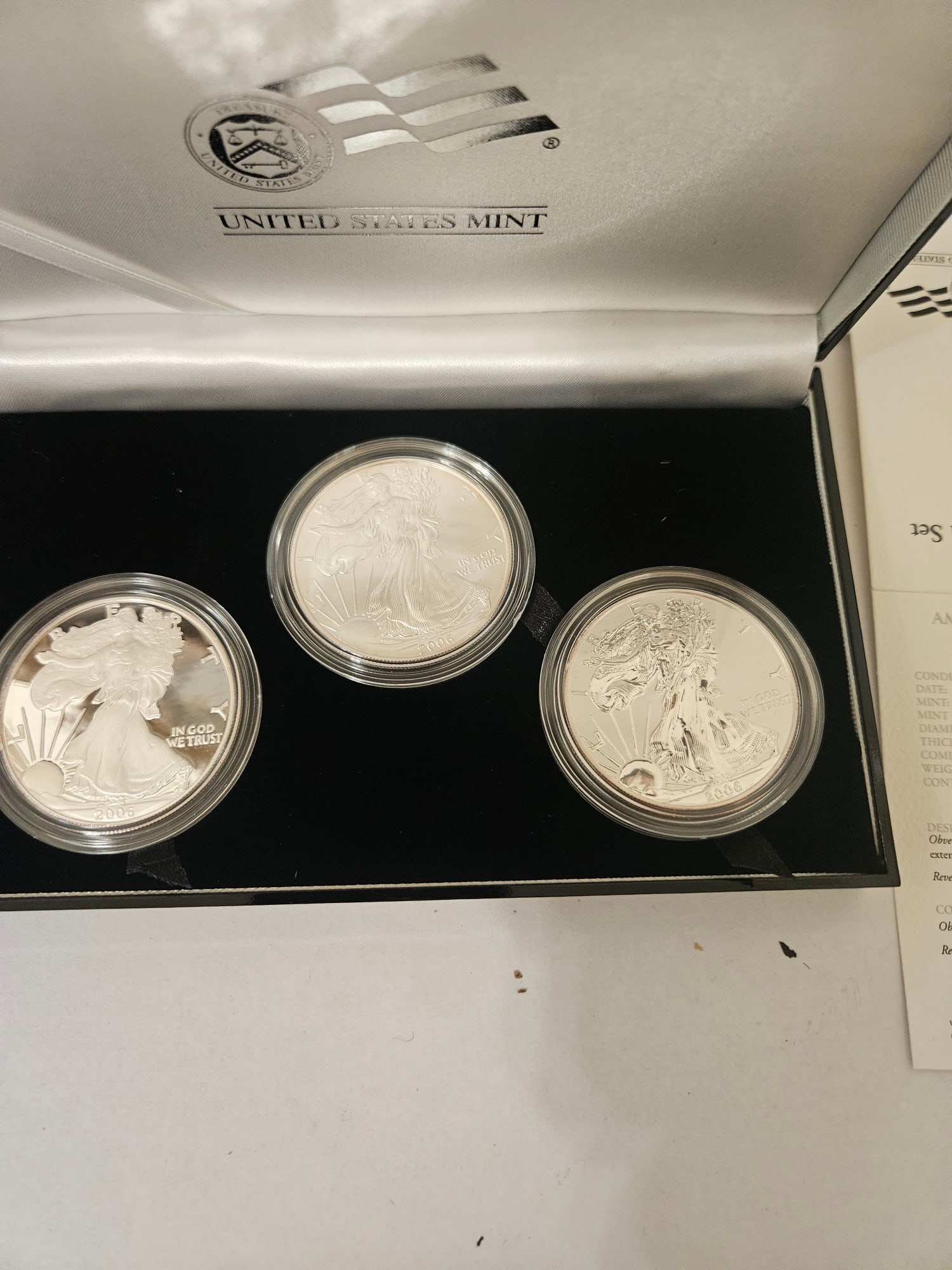 2006 AMERICAN EAGLE 20TH ANNIV SILVER SET: 2006 AMERICAN EAGLE 20TH ANNIV SILVER SET 2 PR 70DEEP CAMEO ORIGINAL DROP DATE 8.30.06 ONLY 248,875 N EXISTENCE