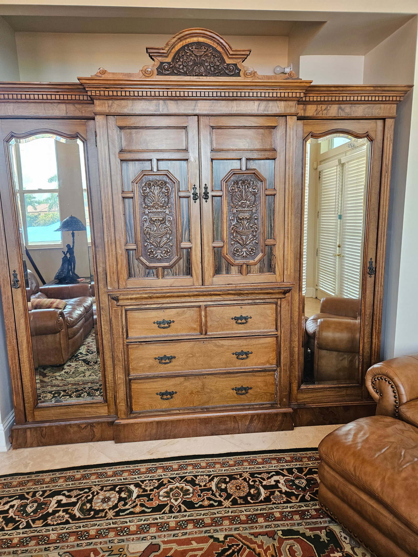 Gentleman's Walnut Wardrobe 1878: A Gentleman's Walnut Wardrobe dating to 1878 by Maple & Co. represents the company during its peak Victorian expansion. By this time, Maple & Co. had become the largest furniture store in the world an