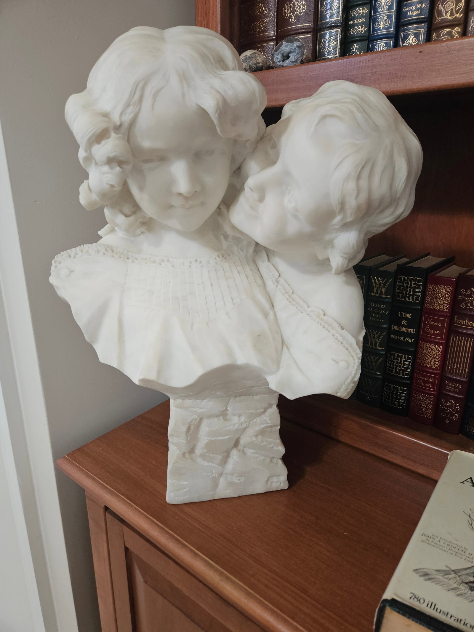 white marble circa 1898: This white marble circa 1898 is a fantastic composition. The signature on the base is O. Scheggi Fi, which identifies the piece as coming from the workshop of the Scheggi family of sculptors based in 