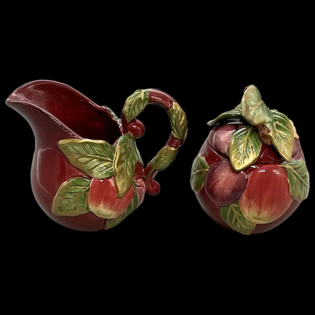 Sugar and Creamer Set: Fitz and Floyd Renaissance Creamer and Sugar Bowl are both elegant and festive and will present beautifully on your holiday table with their warm colors and lots of gold highlights when the holiday me