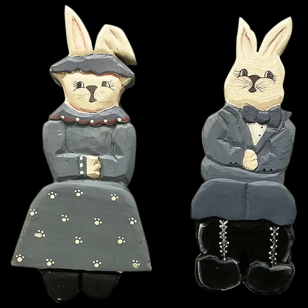 Mr. & Mrs. Bunny Rabbit Shelf Decor (1 of 2)