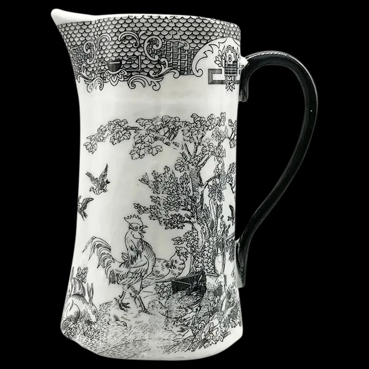 Wall Pocket: Here we have a beautiful wall pocket in Black and White Transfer Ware with hole in back for hanging portraying various birds, wildlife and a flowering tree. In very good condition with no cracks,