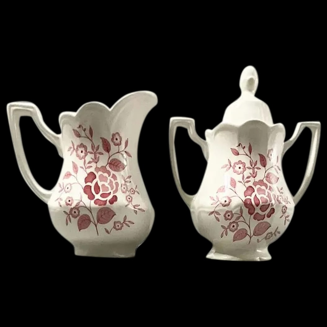 Creamer and Sugar Bowl: Royal Staffordshire ironstone pottery made in England Royal ironstone china is a type of vitreous pottery first made in the UK in the early nineteenth century. There is no iron in ironstone.