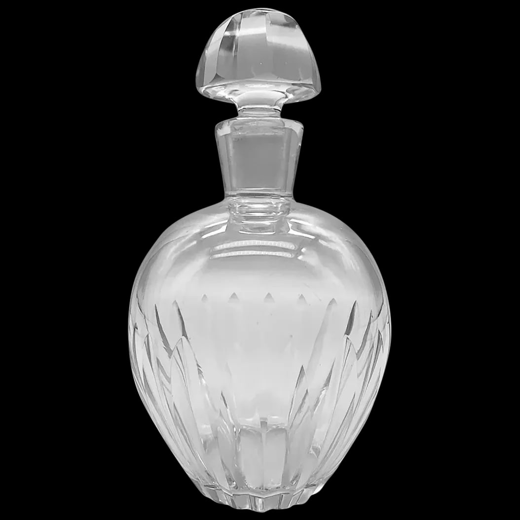 Perfume Bottle: Large Baccarat Crystal Perfume Bottle Marked Baccarat on Bottom This is a rare and elegant Baccarat Perfume Bottle. It is heavy and large. It bares the Baccarat mark on the bottom of the bottle. The