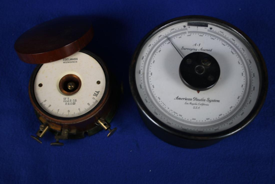 2 Vintage Precision Instruments: 1 - Surveying Aneriod by American Paulin System, Los Angelos, CA; 1 - Edelmann Munchen