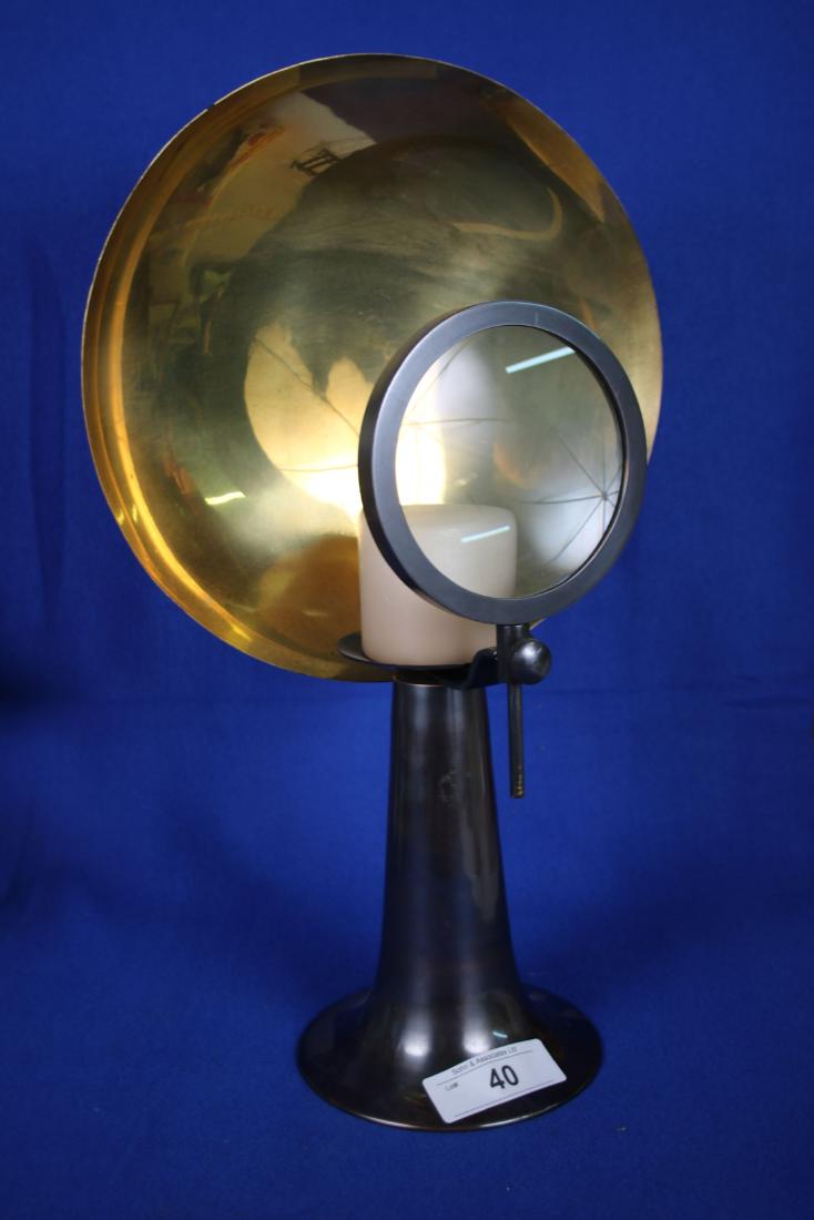 Candle Holder w/Reflector and Magnifying Glass: Approx. 19" tall