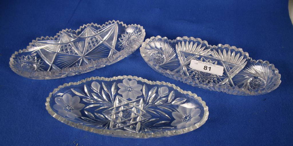 3 Cut Glass Relish Dishes May 10, 2019 Sohn and Associates in IN