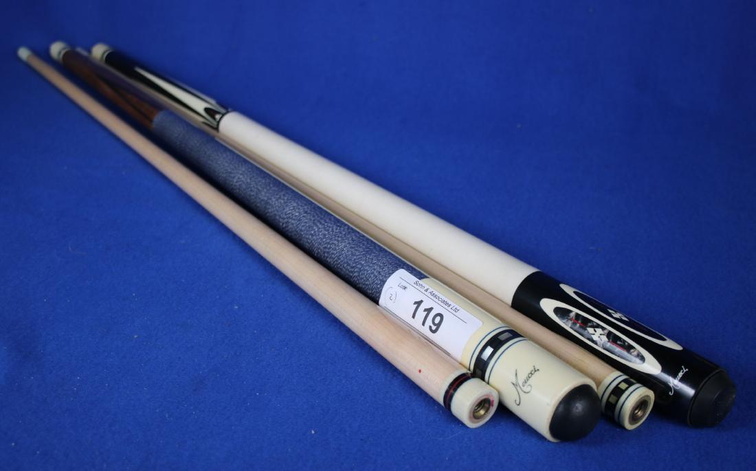 2 Meucci Pool / Billiard Cue Sticks: One ST series; One 97 series