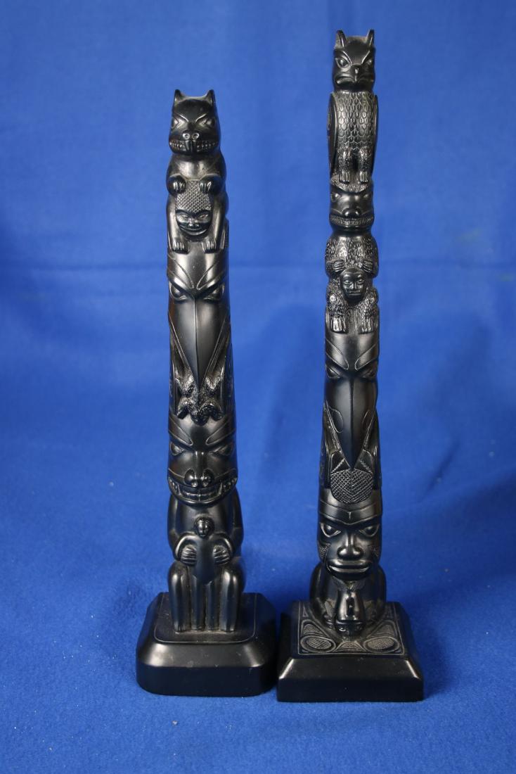 2 Contemporary Totem Poles: Tallest approx. 12.25" tall