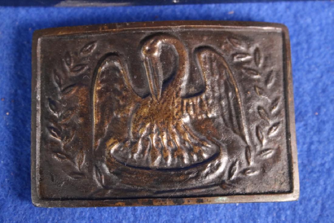 Louisiana Belt Buckle in display case: 6th Confederate State