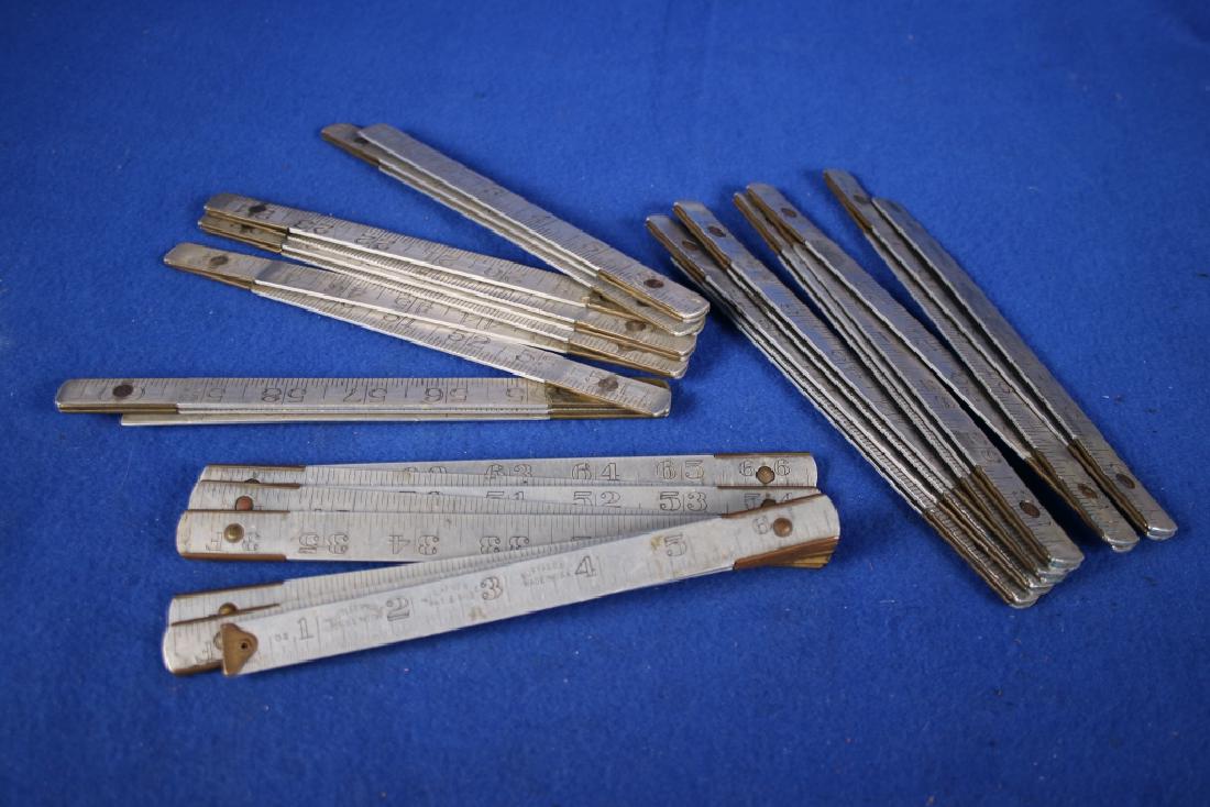 3 Aluminum Folding Rulers: Two marked Lufkin, One marked Rustless Rule