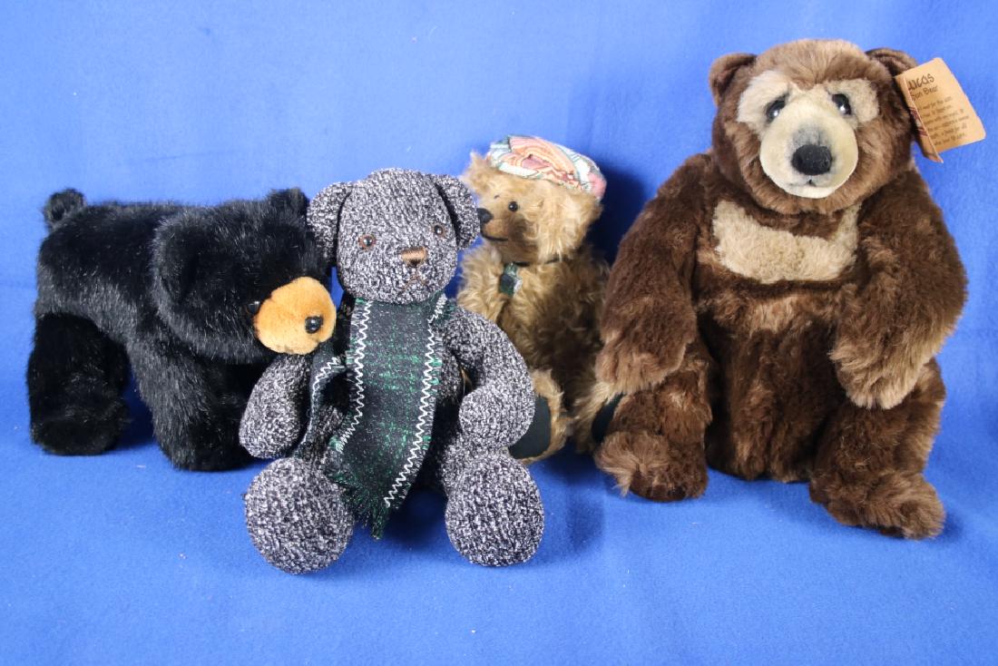 4 Teddy Bears: Betty Bear No. 374; Rich Teddy Bear; Dakin Lucas Sun Bear; Bearington Bear; Three have tags; Largest approx. 12" tall