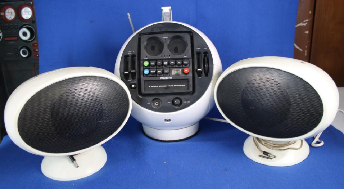 Vintage Mid Century Radio and Speakers: Weltron Stereo Model 2010 8 track stereo taper recorder, AM/FM and pair of Panasonic home speakers