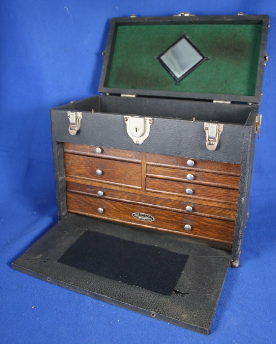 H. Gerstner & Sons Machinist Tool Box: Leather covered; Dayton, OH; Approx. 8.5" x 16" tall x 12"