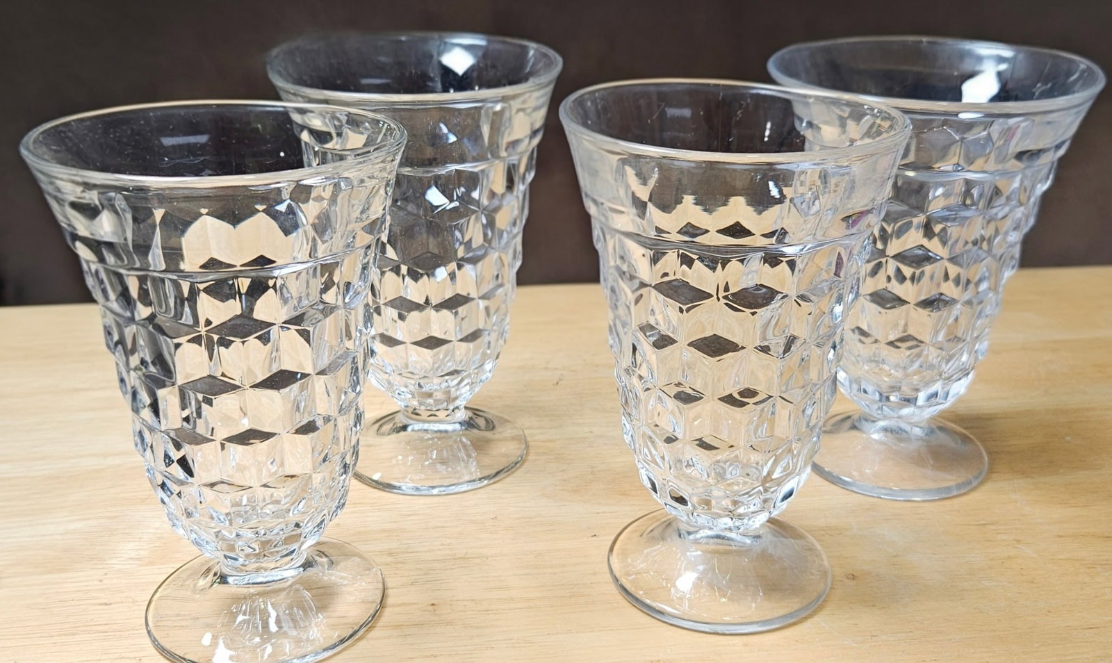 Vintage Fostoria American Clear Ice Tea Glasses: Vintage Fostoria 4 pc set of Goblets. No chips, No Breaks. Condition Like New.