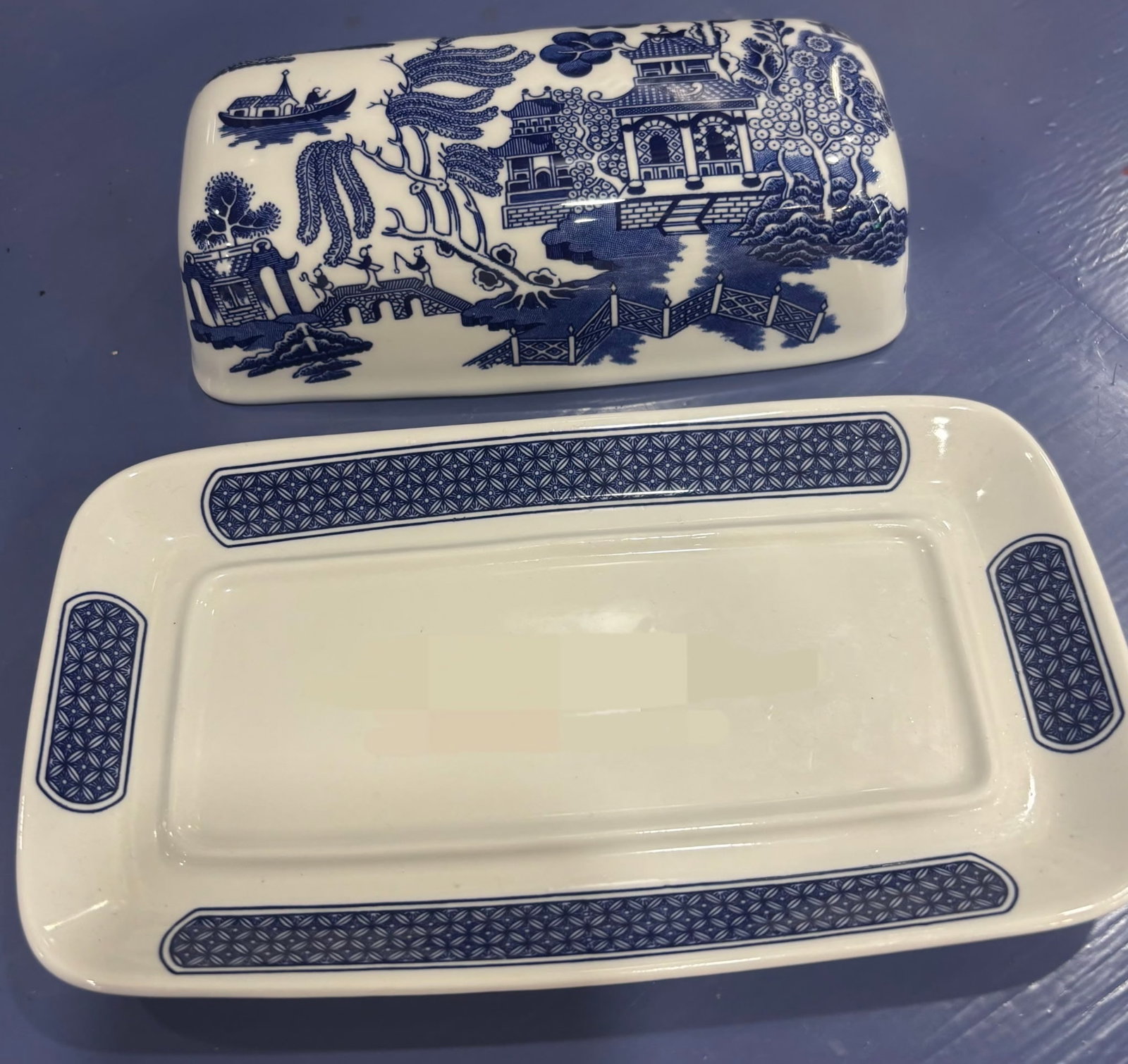 Blue Willow Butter Dish - 2