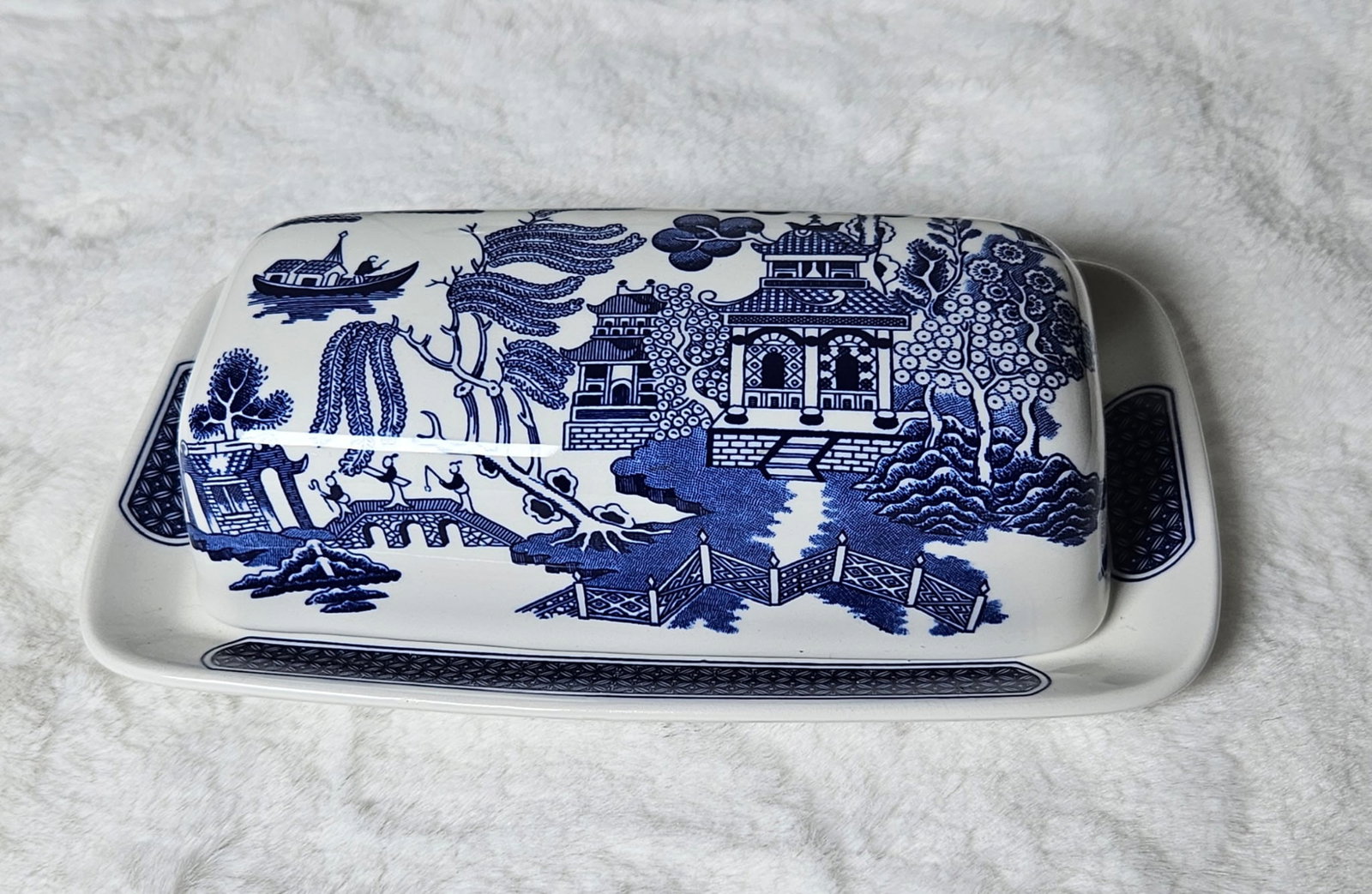 Blue Willow Butter Dish - 3