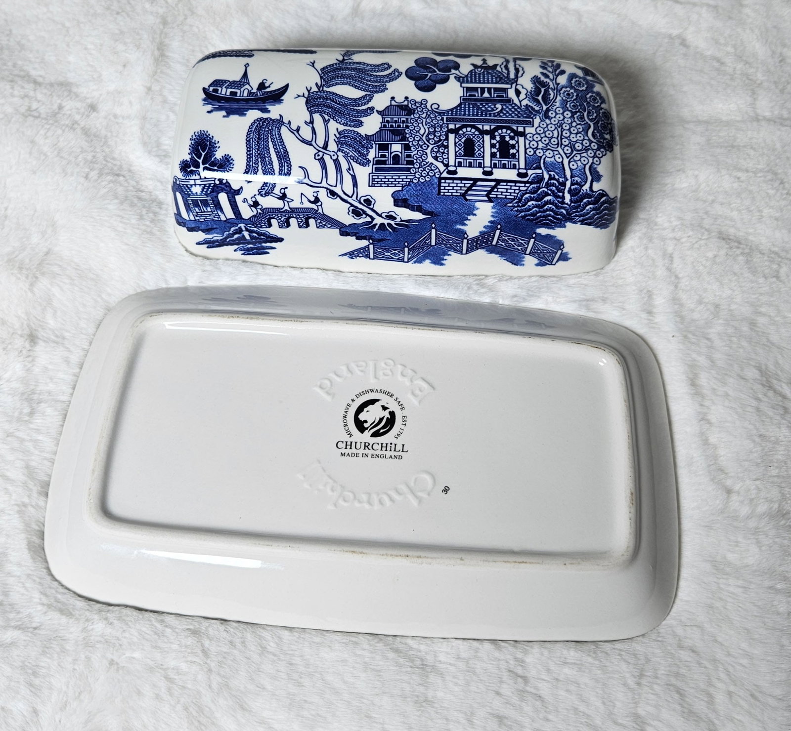 Blue Willow Butter Dish - 5