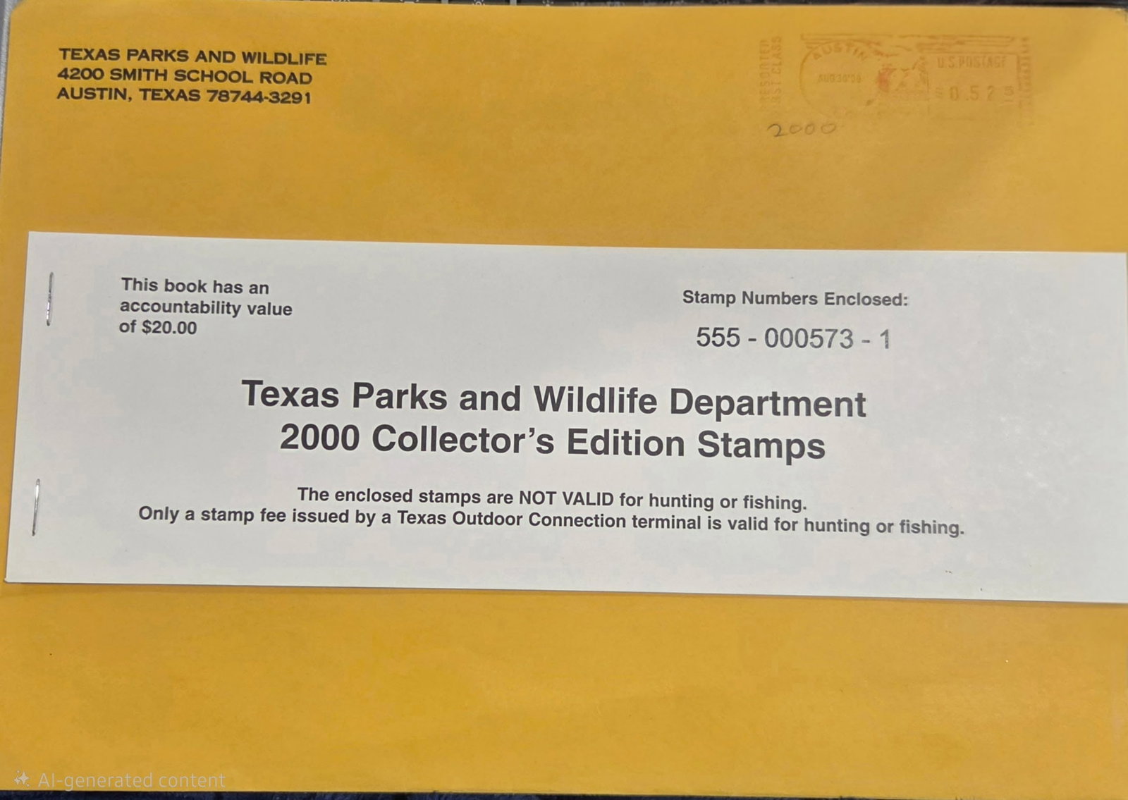 2000 Texas Parks and Wildlife Department - Texas Waterfowl Stamp Print: Texas Parks and Wildlife Department 2000 Collector's Edition Stamps
