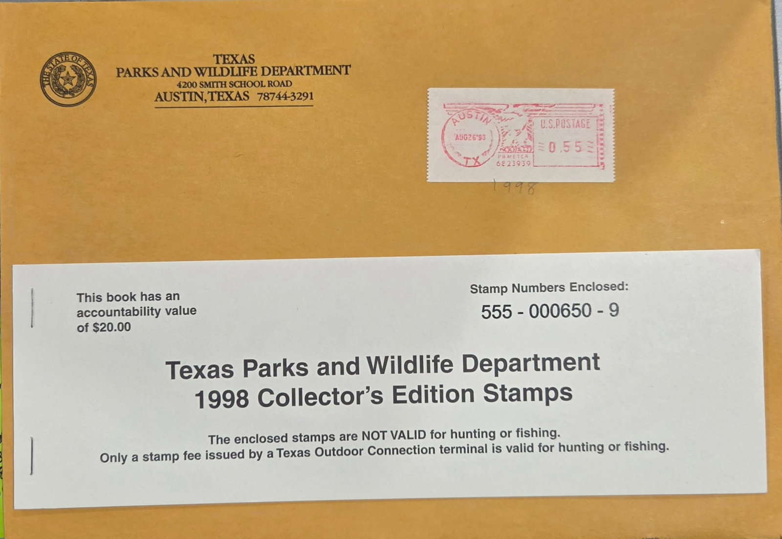 1998 Texas Parks and Wildlife Department - Texas Waterfowl Stamp Print (1 of 3)