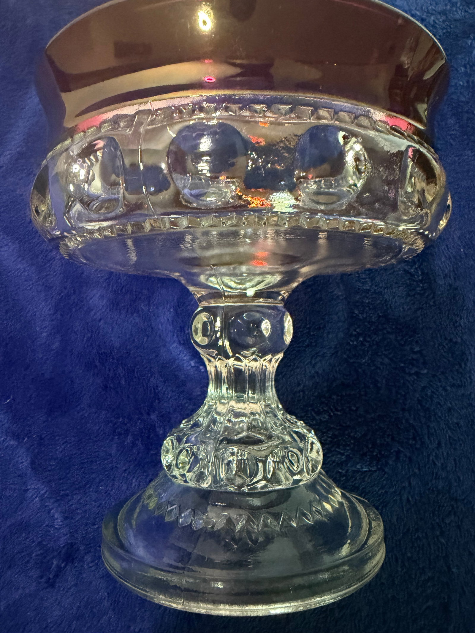 Indiana King's Crown Ruby Flash Thumbprint Compote - 4