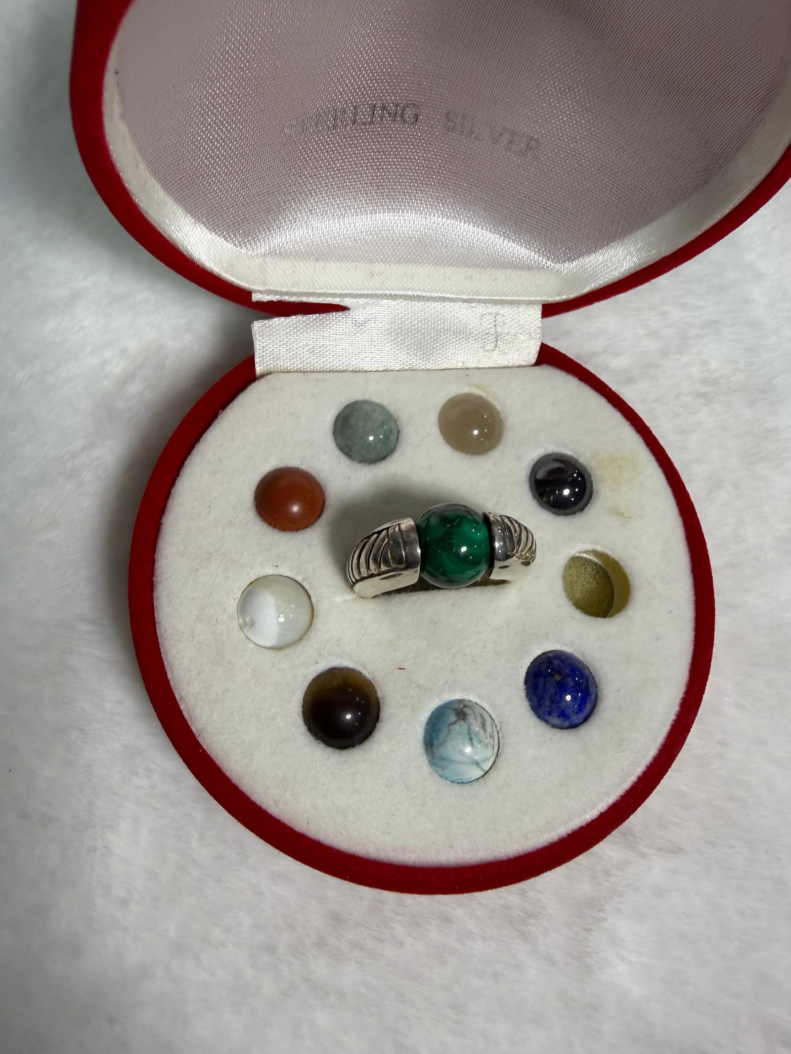 Vintage Sterling Silver Multi Stone Interchangeable Ring - 2
