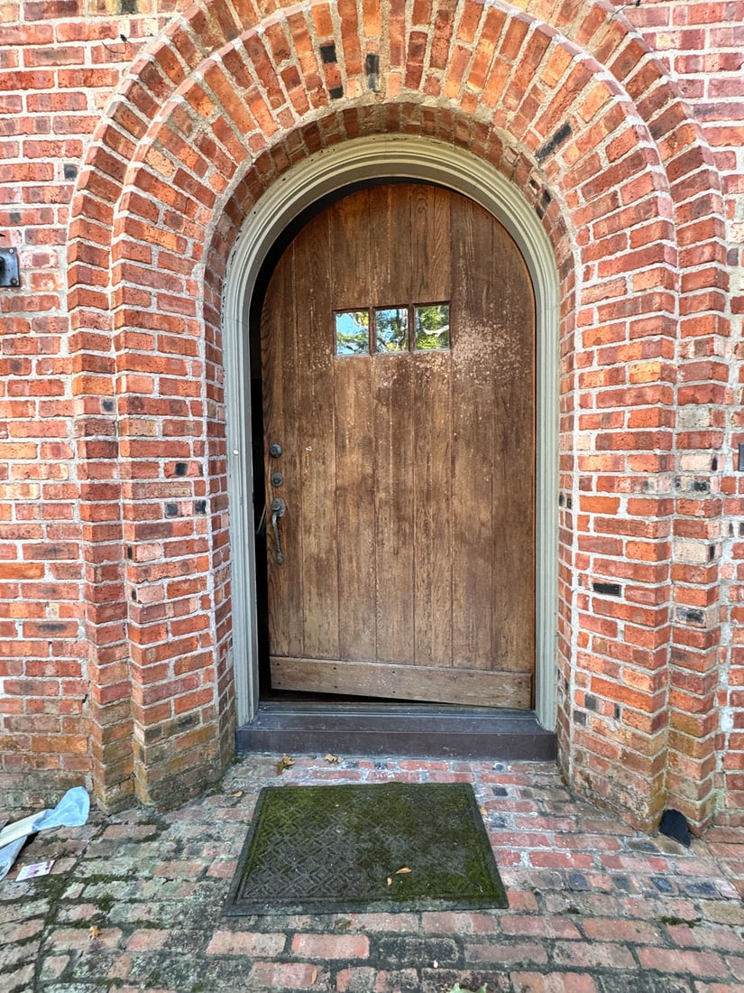 Reclaimed solid oak arched top entry door with three windows - 2