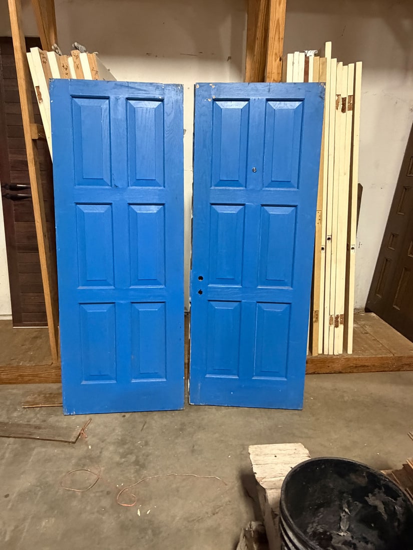 Reclaimed pair of oak exterior 6-panel doors (1 of 2)