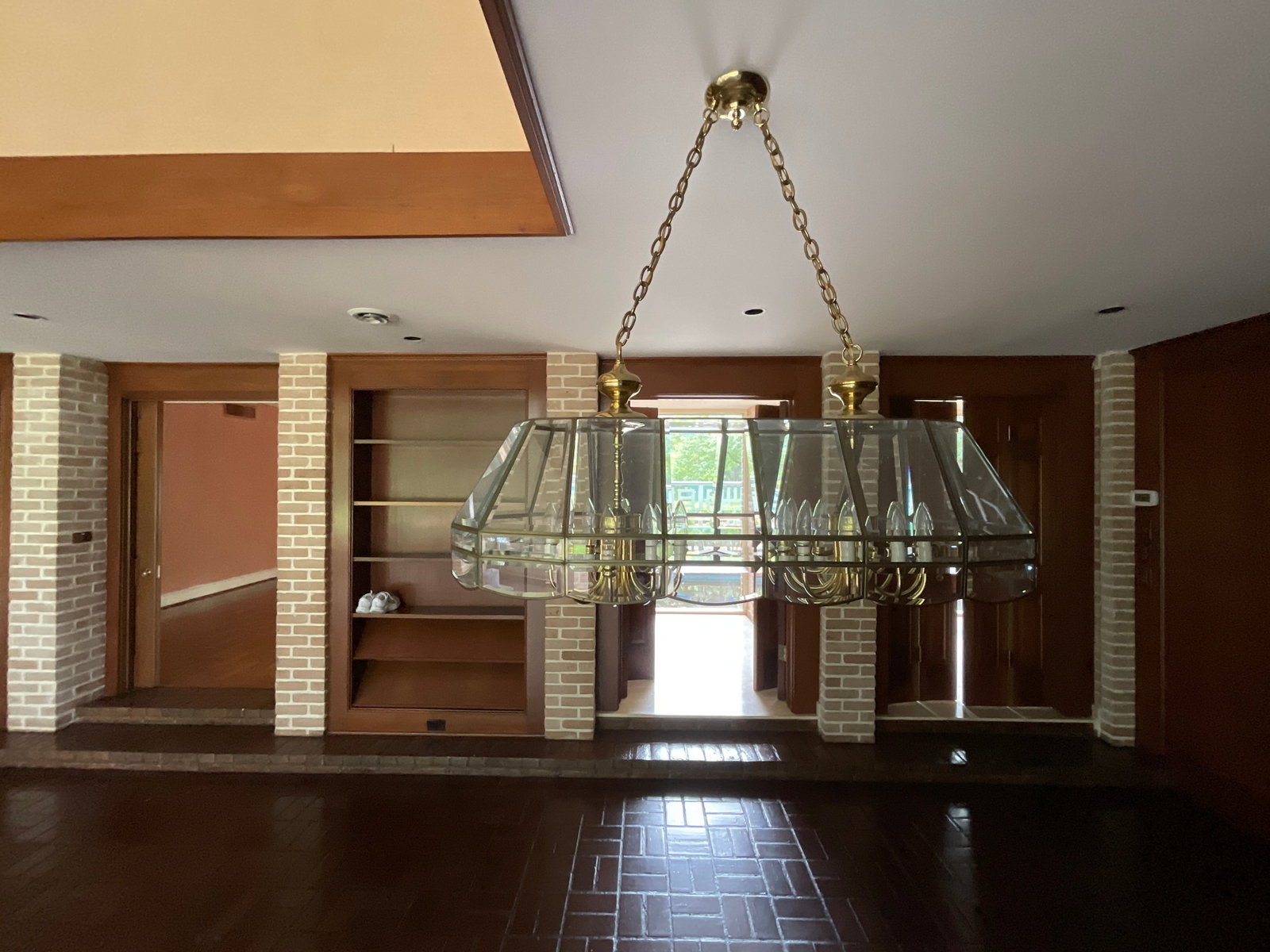 Reclaimed vintage Fredrick Ramond brass and glass billiard table or bar light (1 of 6)