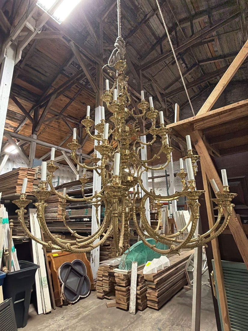 Reclaimed solid brass 33 arm chandelier - 2