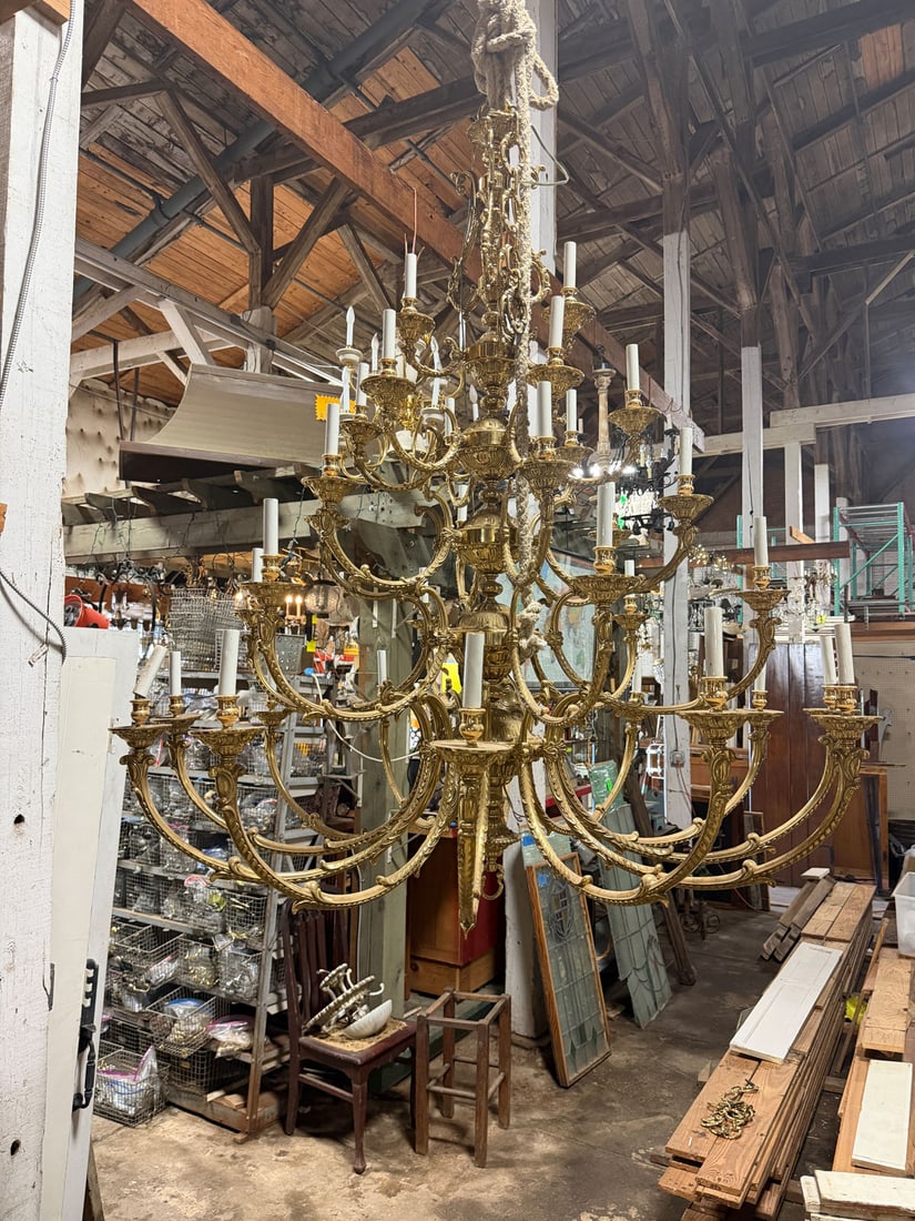 Reclaimed solid brass 33 arm chandelier - 3